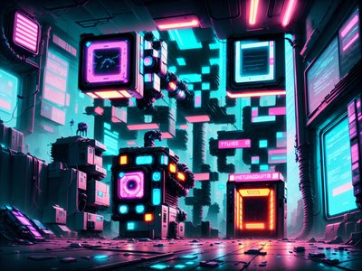 Cyberpunk Data Vault Neon QR Code for Posters