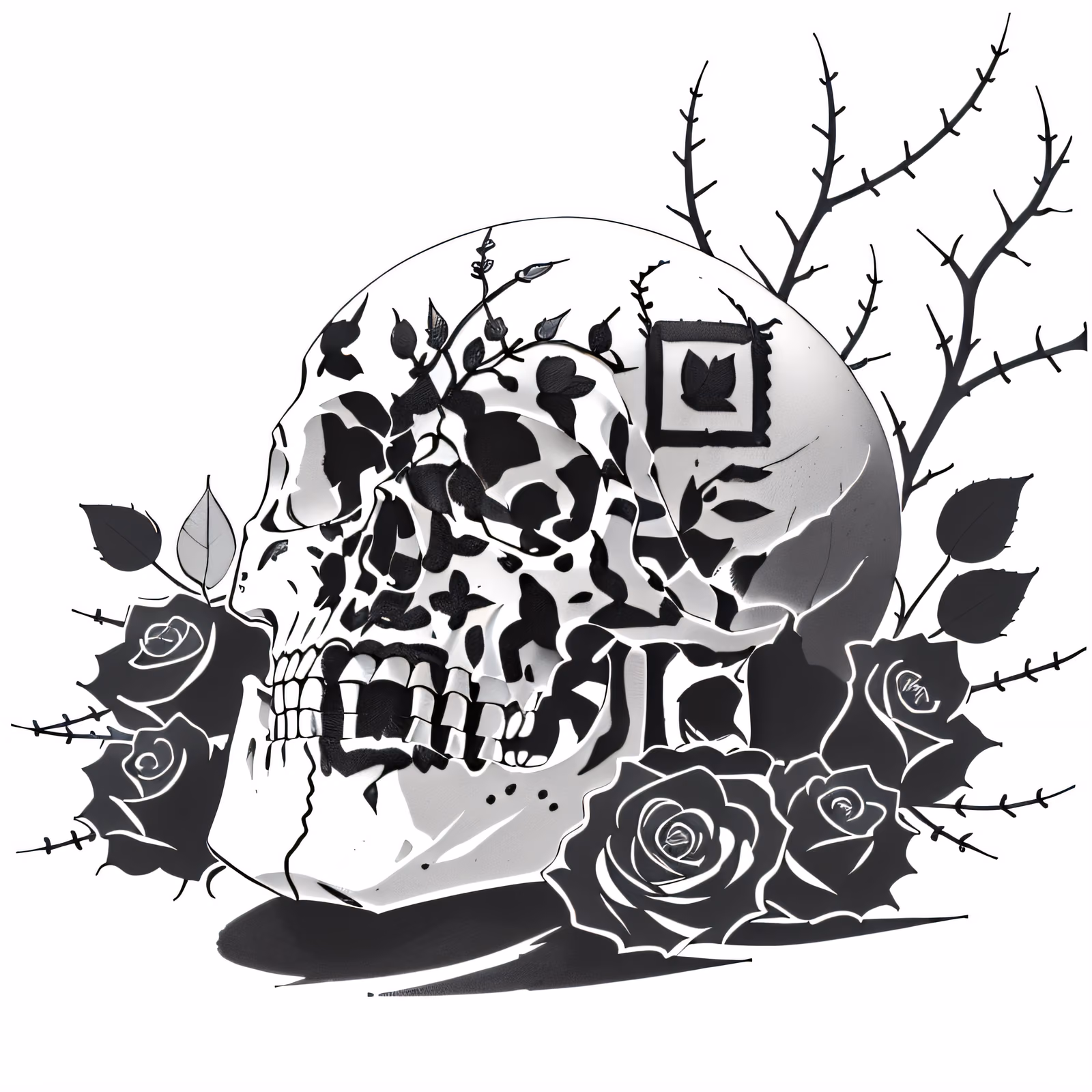 Skull and Roses Tattoo Ink QR Code for Temporary Tattoos — image 1