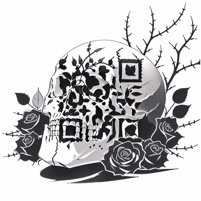 Skull and Roses Tattoo Ink QR Code for Temporary Tattoos — image 1