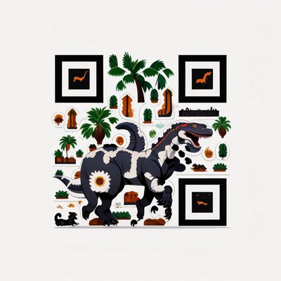 T-Rex Palm Icons Vector QR Code for Stickers