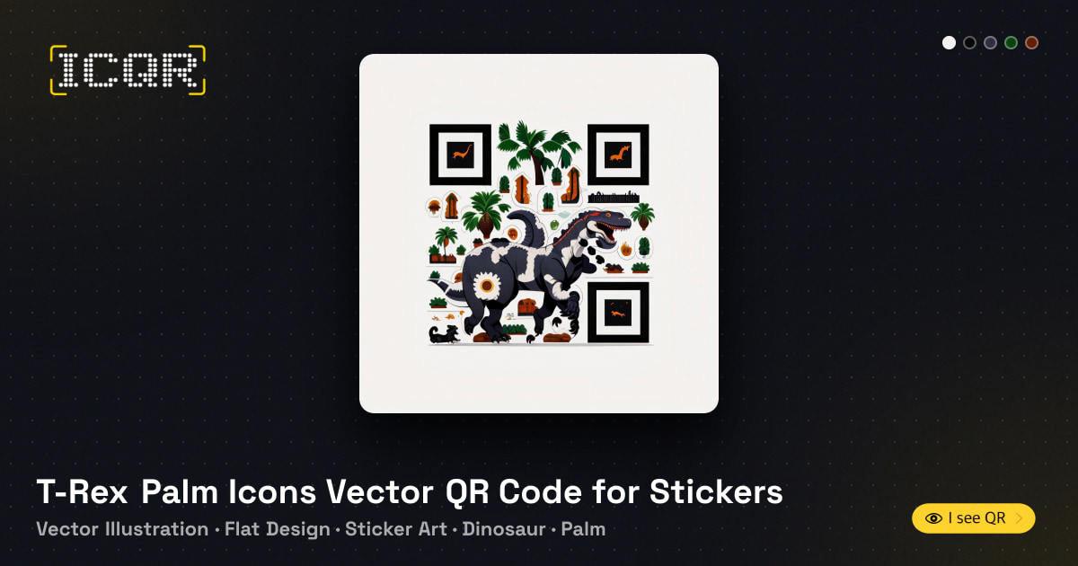 T-Rex Palm Icons Vector QR Code for Stickers • ICQR