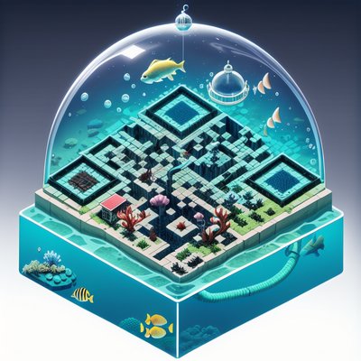Isometric Underwater Dome Base QR Code for Posters
