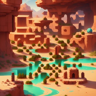 Desert Canyon Game Concept Art QR Code for Posters