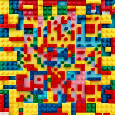Colorful Toy Brick Pattern QR Code for Packaging