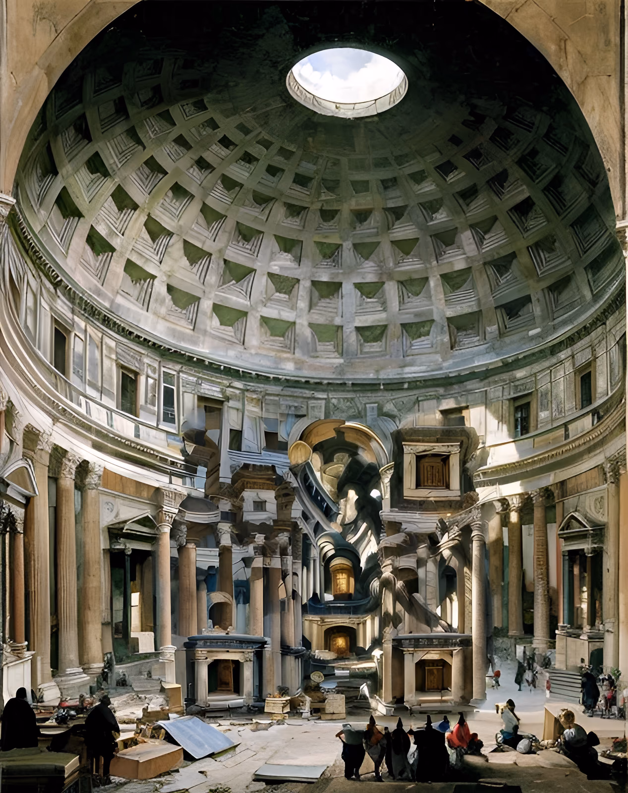 Pantheon Dome Interior Painting QR Code Art — image 1
