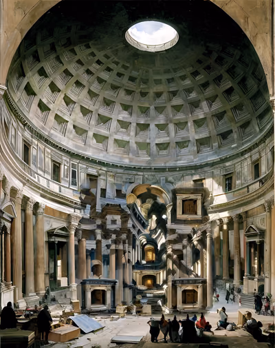 Pantheon Dome Interior Painting QR Code Art — image 1