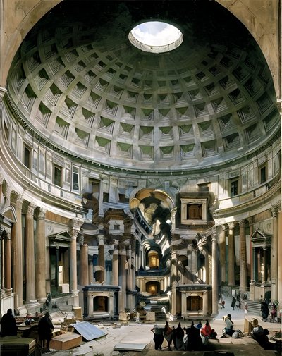 Pantheon Dome Interior Painting QR Code Art