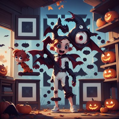Милый вампир на Хэллоуин, 3D-мультяшный QR-код для постеров