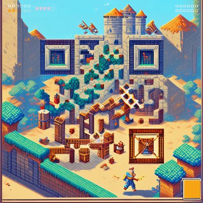 Pixel Art Fortress Siege QR Code for Posters