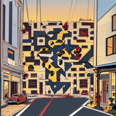 Comic Book City Street Mural QR Code for Posters