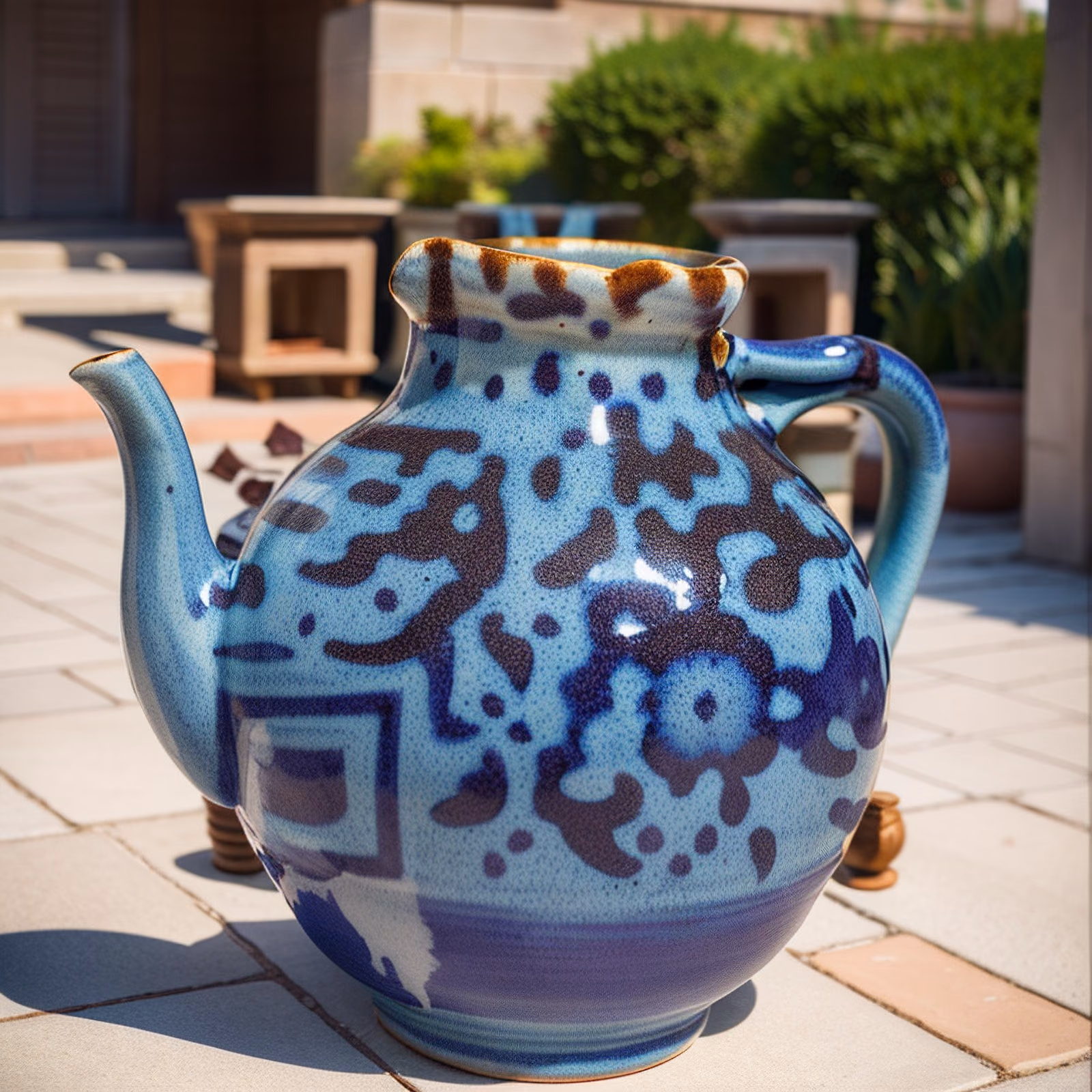 Blue Glazed Pottery Jug Photo Pattern QR Code Art — image 1