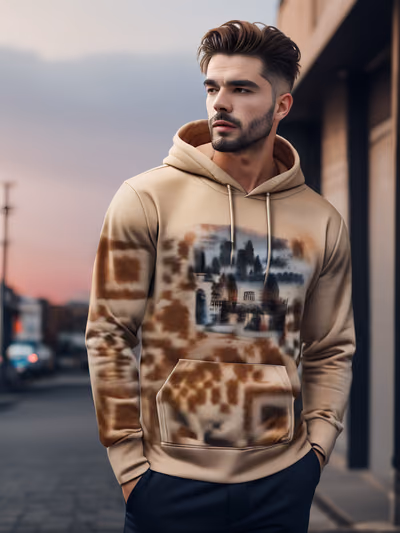 Man in Printed Hoodie Photo QR Code for Apparel — image 1
