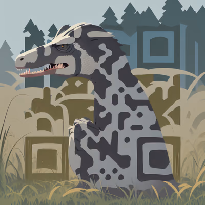 Velociraptor in Tall Grass Vector QR Code for Posters — image 1
