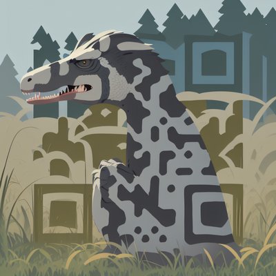 Velociraptor in Tall Grass Vector QR Code for Posters