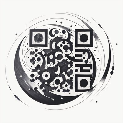 QR-код с фазами луны в стиле чернильной татуировки для временных тату