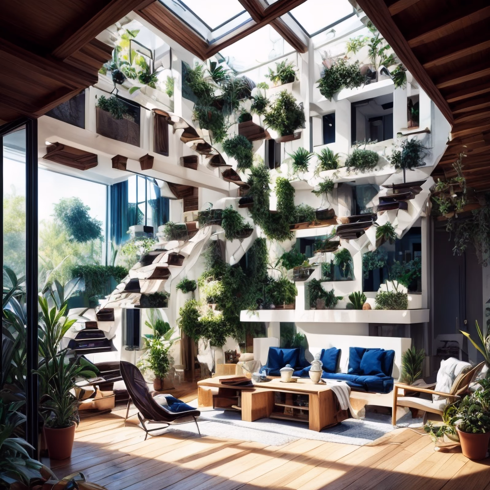 Plant Filled Living Room Interior QR Code Art — image 1