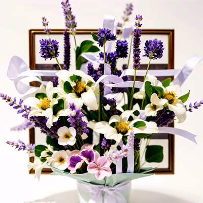 Lavender Bouquet Photo QR Code for Greeting Cards — image 1