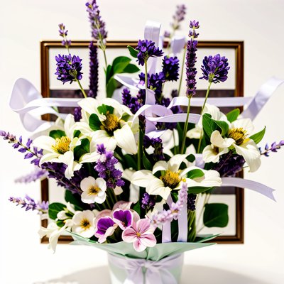 Lavender Bouquet Photo QR Code for Greeting Cards