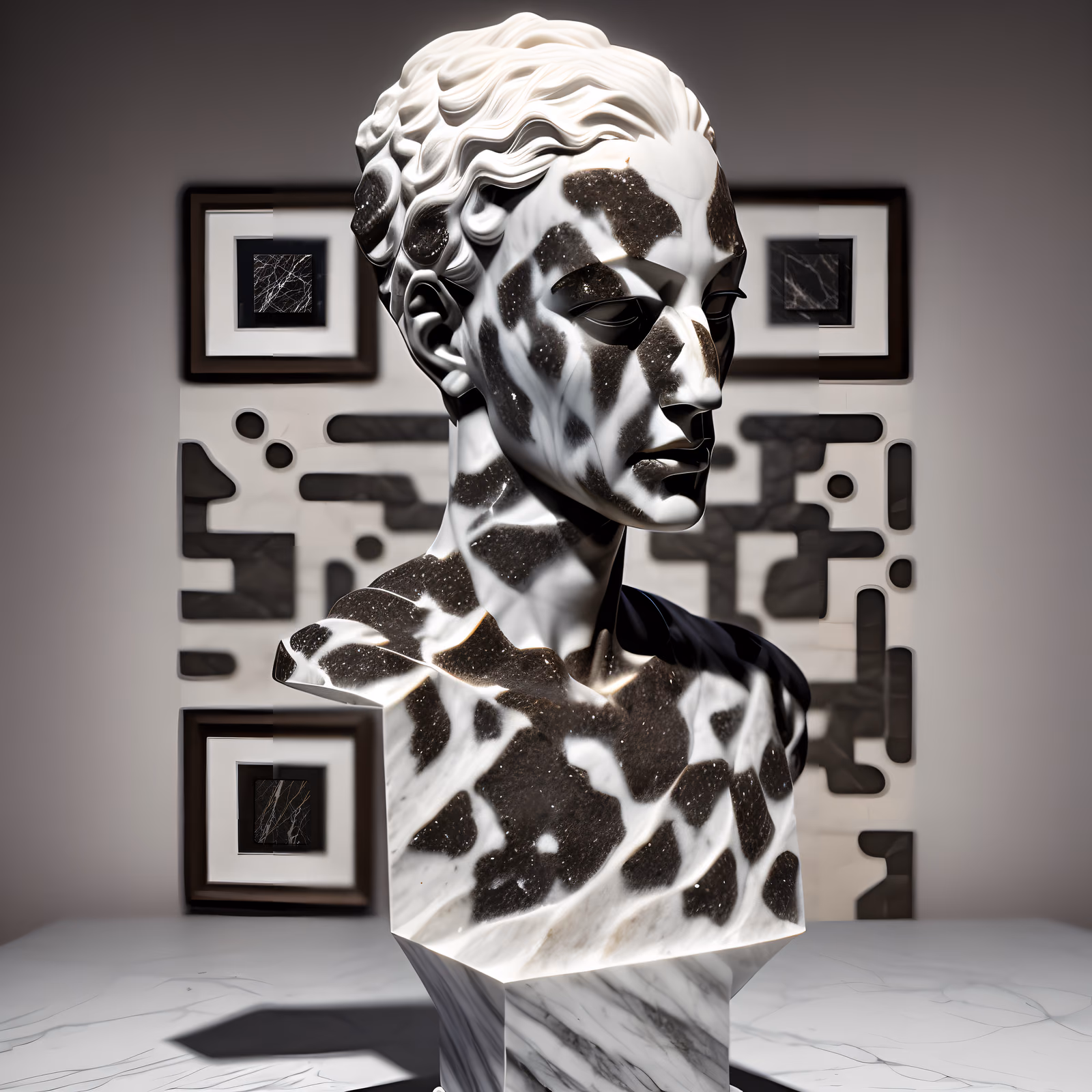 Marble Bust Sculpture Portrait QR Code Art — image 1