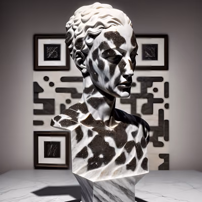 Marble Bust Sculpture Portrait QR Code Art — image 1