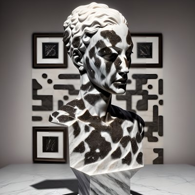 Marble Bust Sculpture Portrait QR Code Art