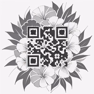Tropical Hibiscus Ink Tattoo QR Code for Temporary Tattoos — image 1