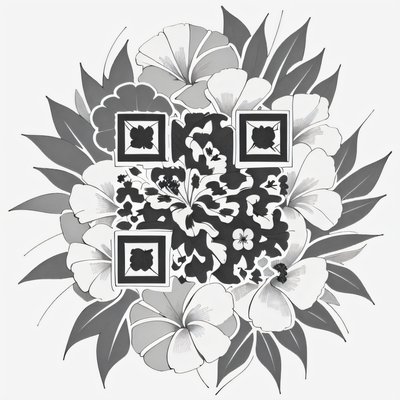 Tropical Hibiscus Ink Tattoo QR Code for Temporary Tattoos