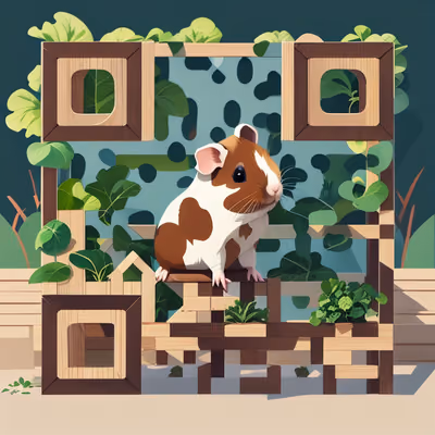 Морская свинка в саду: плоский векторный QR-код для постеров — изображение 1