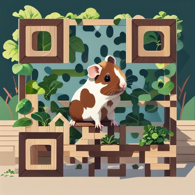 Guinea Pig Garden Flat Vector QR Code for Posters