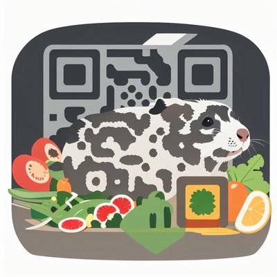 Guinea Pig With Vegetables Vector QR Code for Packaging