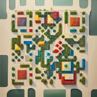 Aerial City Map Oil Painting QR Code Art