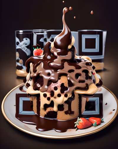 Chocolate Lava Cake 3D Render QR Code for Restaurant Menus — image 1