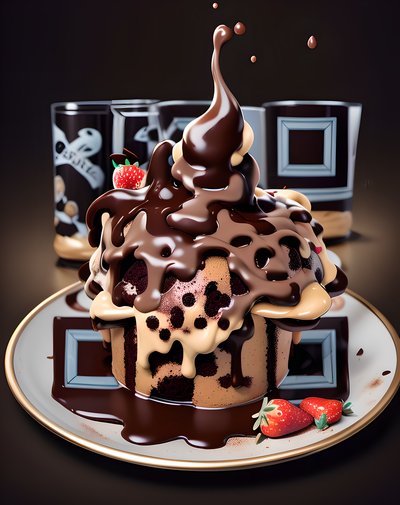 Chocolate Lava Cake 3D Render QR Code for Restaurant Menus