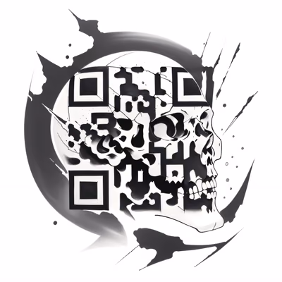 Треснувший череп, татуировка тушью, QR-код для временных татуировок — изображение 1