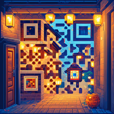 Pixel Art Lantern Alley QR Code Art — image 1