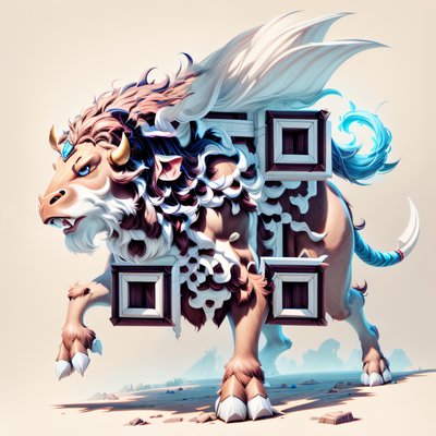 Horned Minotaur Beast Game Art QR Code for Posters