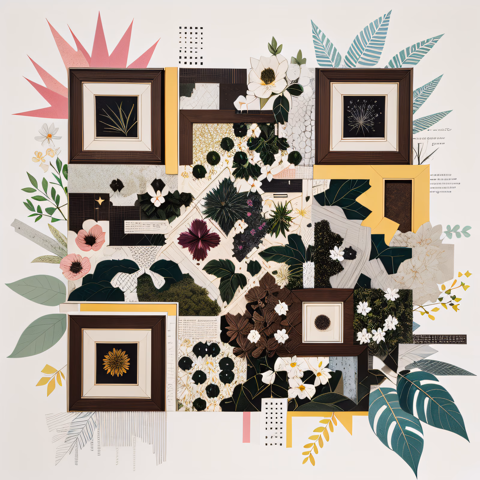Botanical Cut Paper Collage QR Code Art — image 1