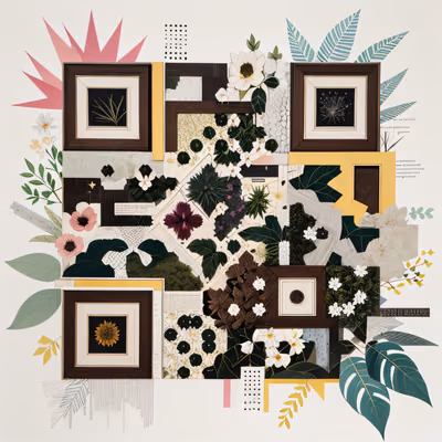 Botanical Cut Paper Collage QR Code Art — image 1