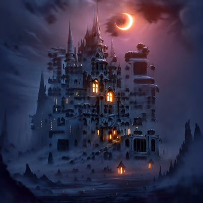 Haunted Gothic Castle Moonlit QR Code for Posters — image 1