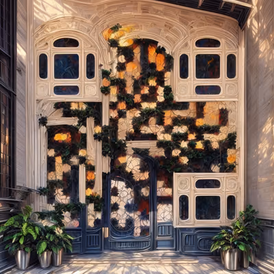 Art Nouveau Building Entrance Door QR Code Art — image 1