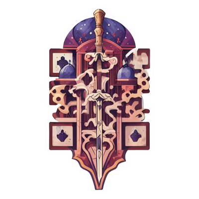 Ornate Sword Emblem Vector QR Code for Stickers — image 1