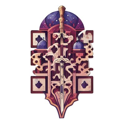 Ornate Sword Emblem Vector QR Code for Stickers