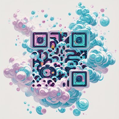 Pastel Cloud Bubble Sticker Art QR Code for Stickers