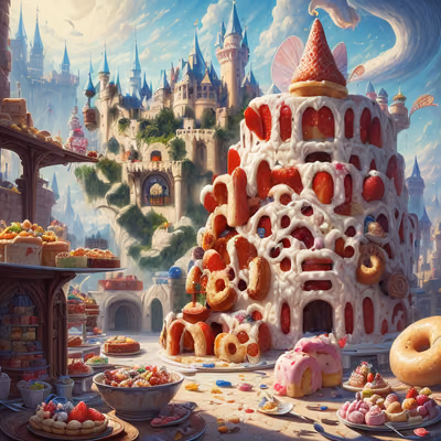 Strawberry Cake Castle Fantasy QR Code for Restaurant Menus — image 1