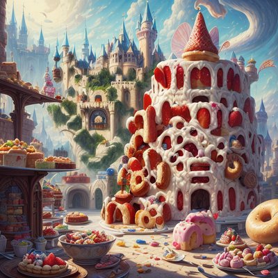 Strawberry Cake Castle Fantasy QR Code for Restaurant Menus