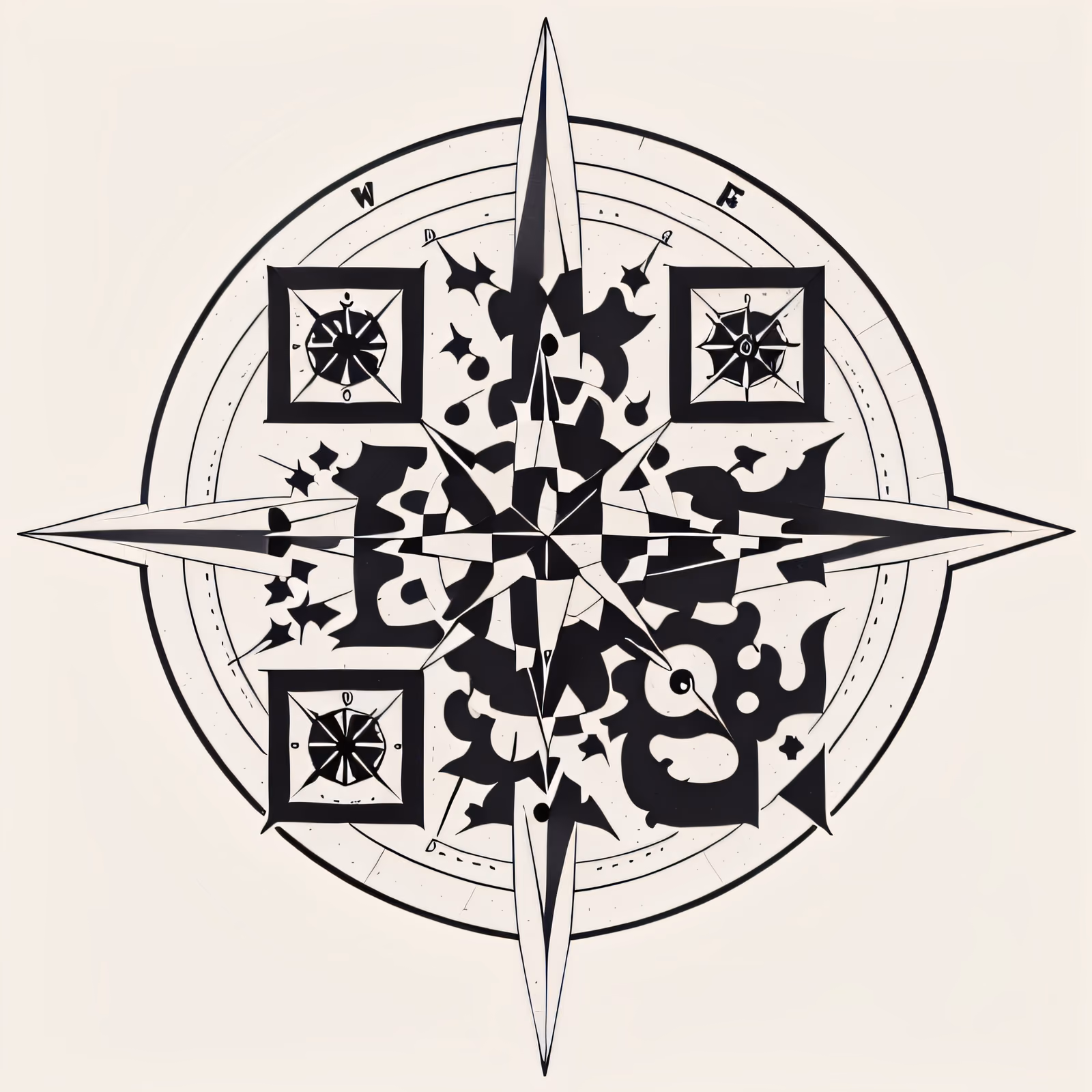 Compass Rose Tattoo Ink QR Code for Temporary Tattoos — image 1