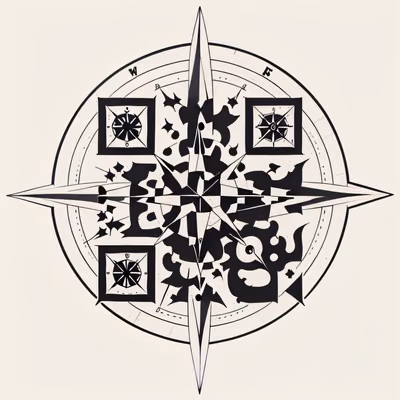 Compass Rose Tattoo Ink QR Code for Temporary Tattoos — image 1