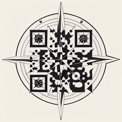 Compass Rose Tattoo Ink QR Code for Temporary Tattoos