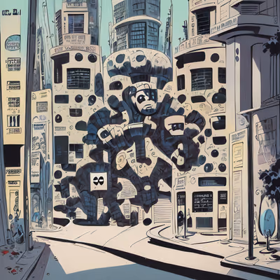 Comic Book City Street Robot QR Code for Posters — image 1
