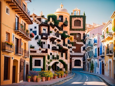 Spanish Street Balconies Travel Photo QR Code for Posters